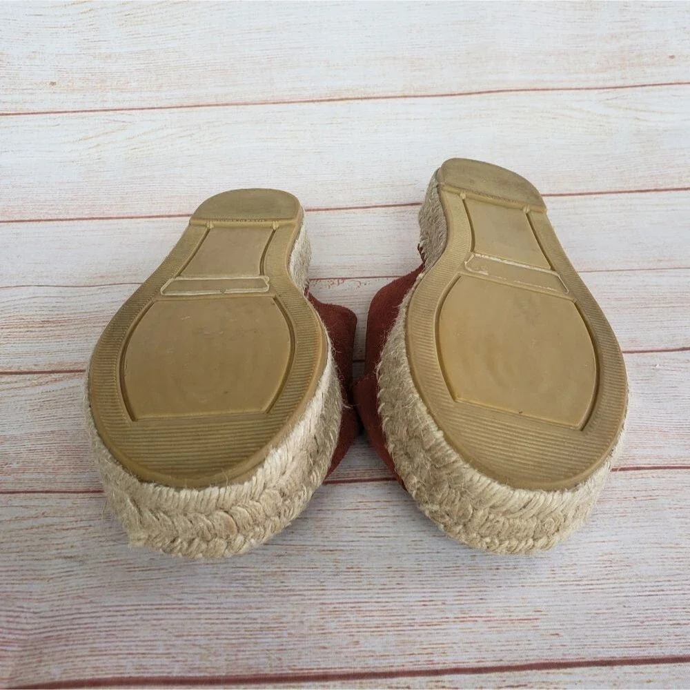 Free People Tuscan Suede Espadrille Sandal Slides in Rust